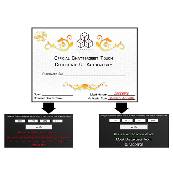 Chattergeist Touch Certificate